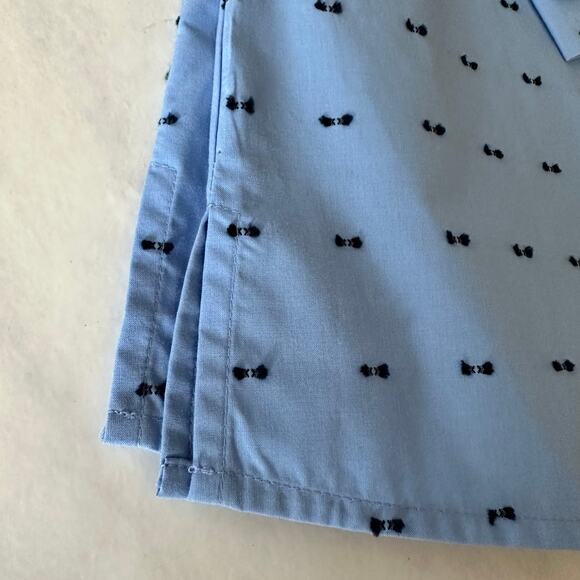 NWT Van Heusen embroidered black bow scoop neck 3/4 sleeve blue blouse XXS top - Picture 7 of 7